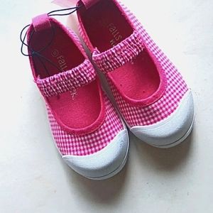 Pink checkered slip on Mary janes